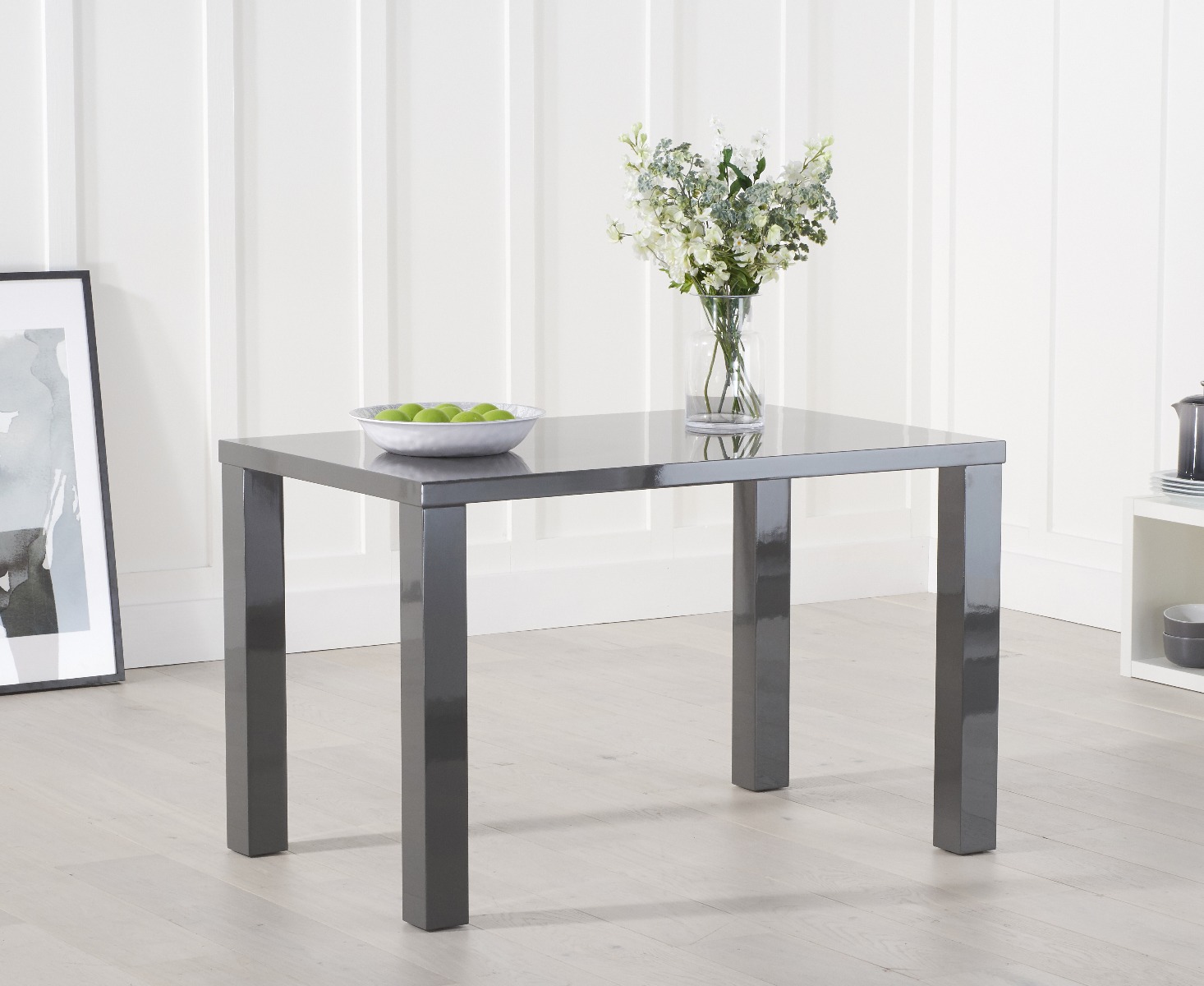 Photo 4 of Atlanta 120cm dark grey high gloss dining table with 6 grey gianni chairs