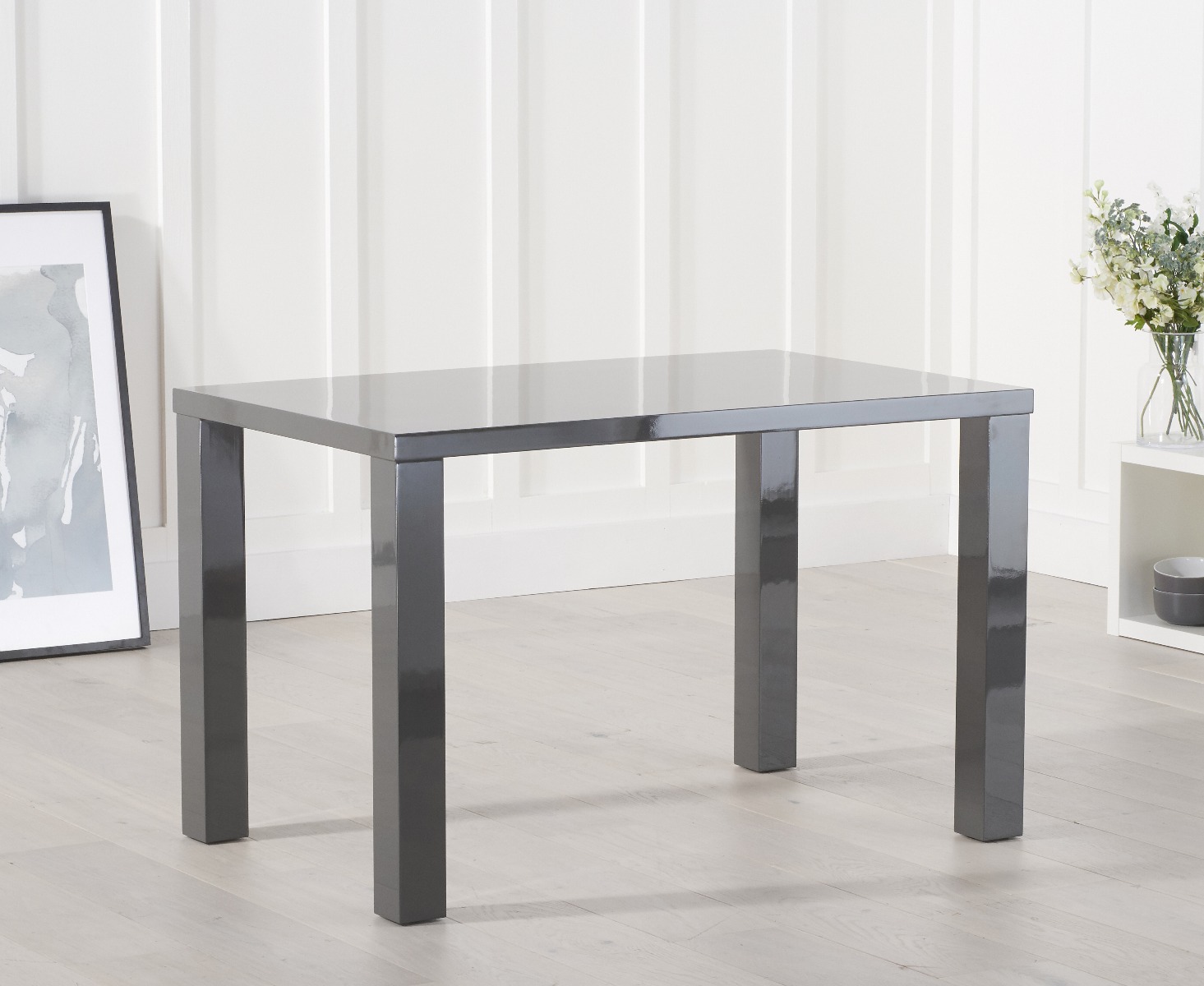 Photo 5 of Atlanta 120cm dark grey high gloss dining table with 4 grey gianni chairs