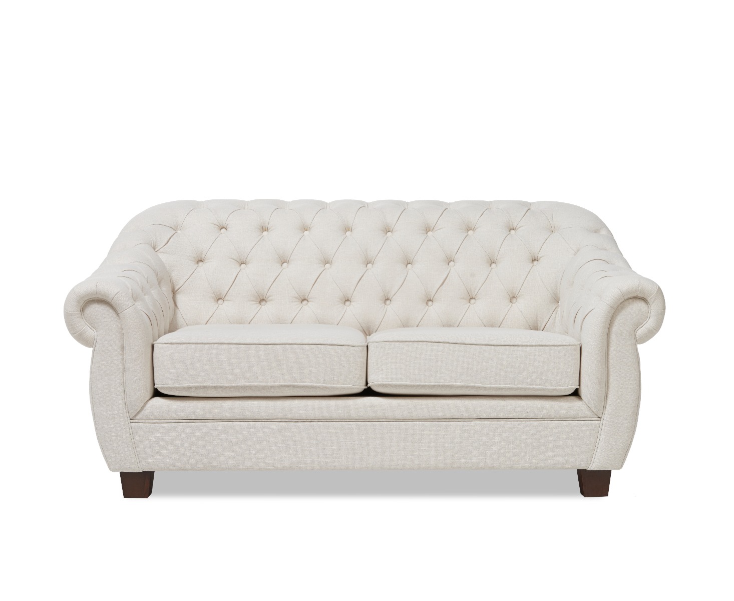 Photo 1 of Eva chesterfield ivory linen fabric two-seater sofa