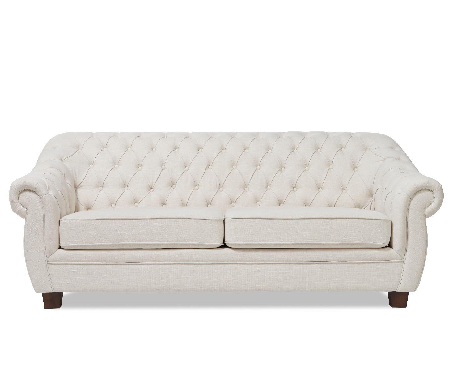 Photo 1 of Eva chesterfield ivory linen fabric three-seater sofa