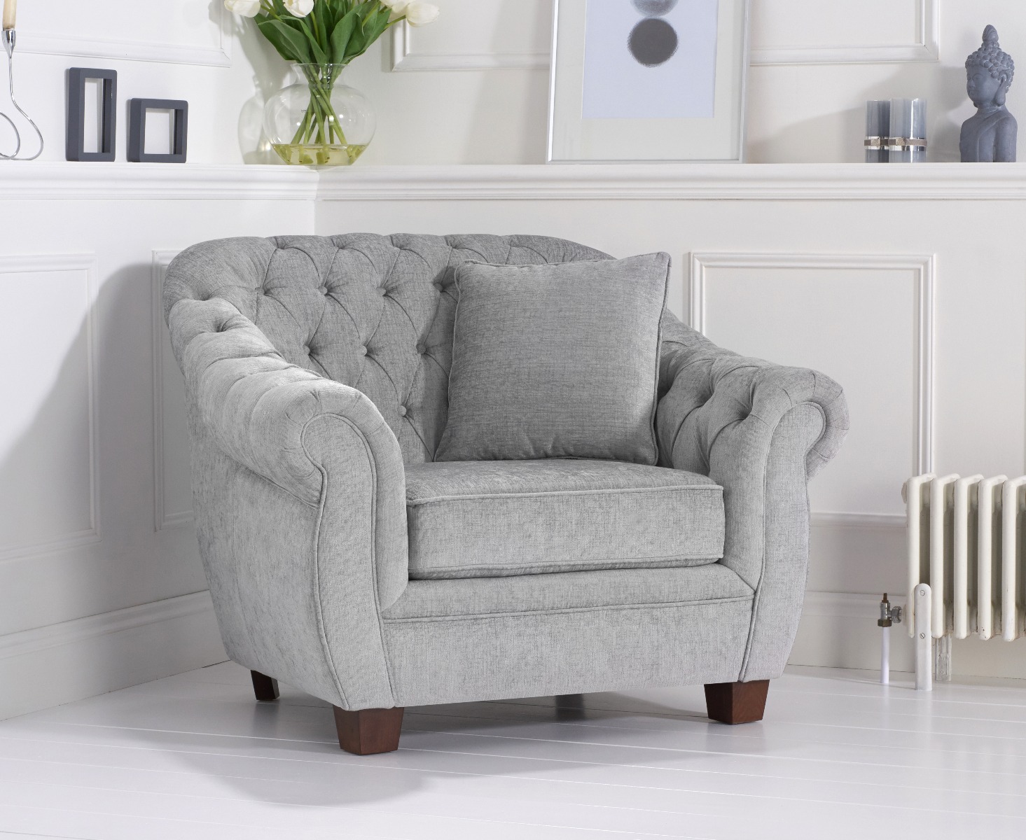 Photo 1 of Eva chesterfield light grey velvet armchair