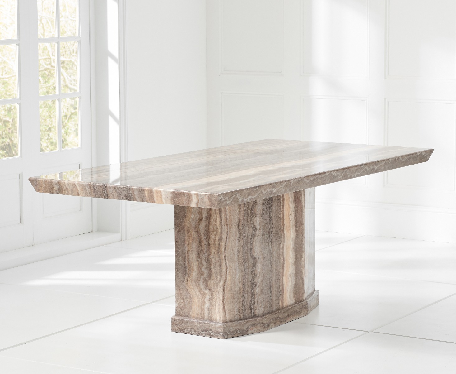 Photo 1 of Carvelle 200cm brown pedestal marble dining table