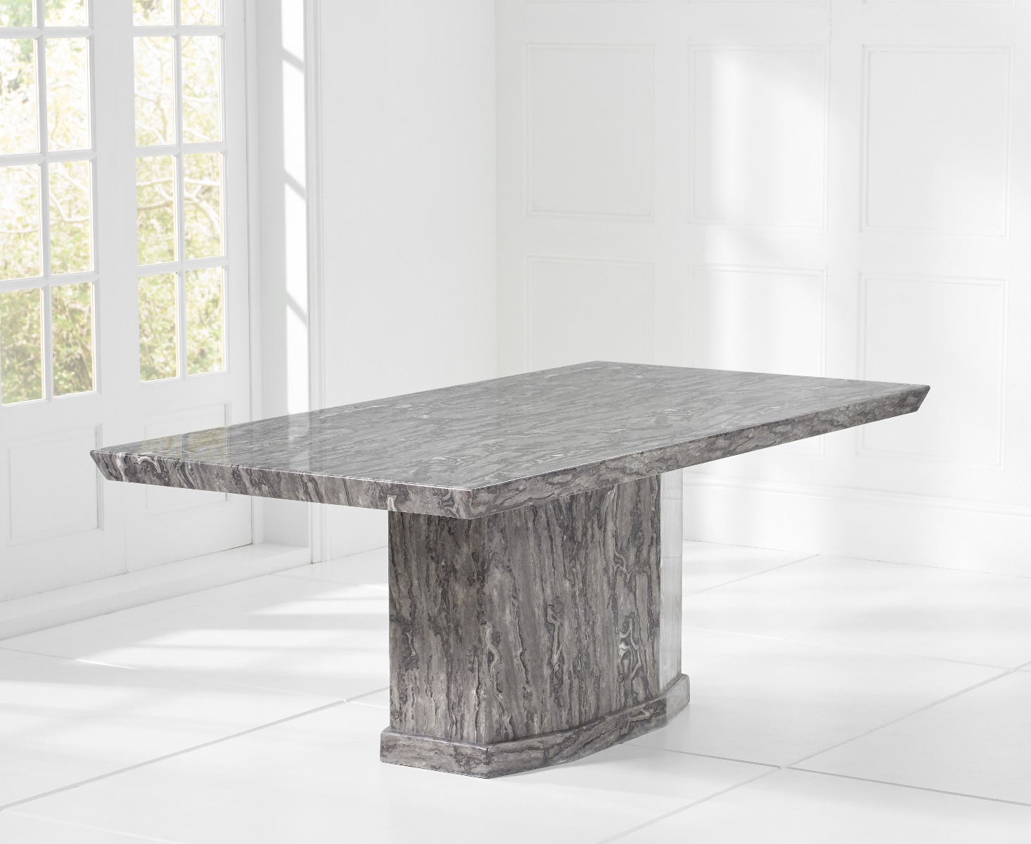 Photo 1 of Carvelle 200cm grey pedestal marble dining table