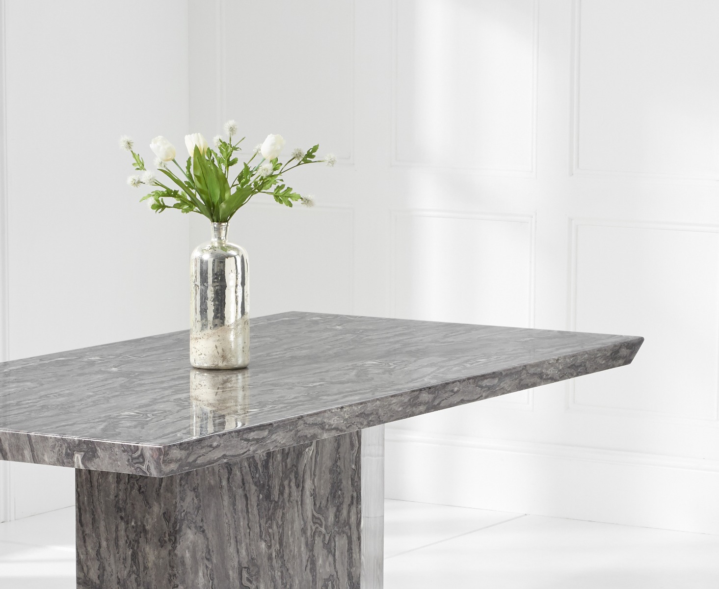 Photo 2 of Carvelle 200cm grey pedestal marble dining table