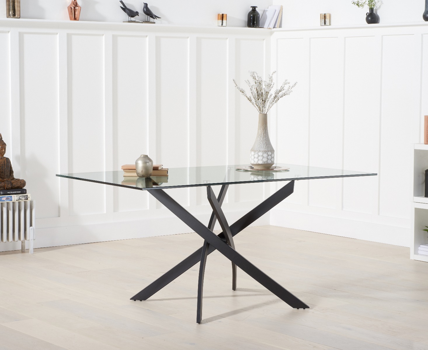 Photo 2 of Mara 160cm glass dining table with 4 brown brody antique chairs