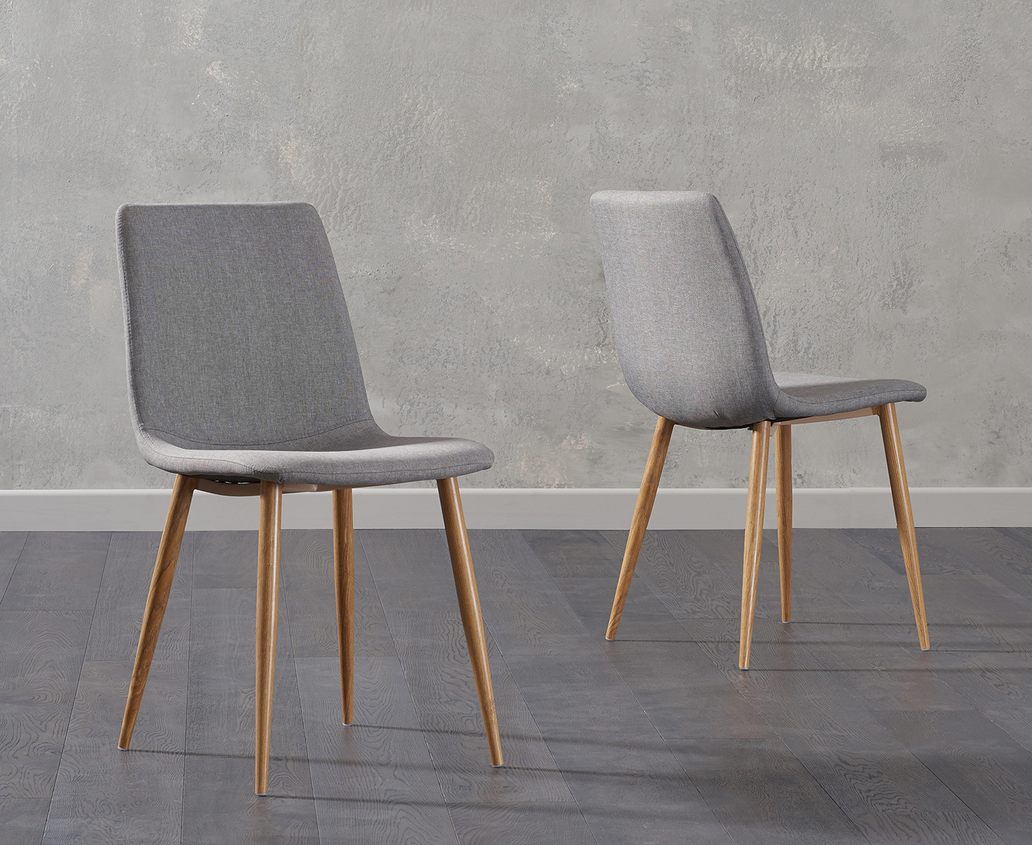 Astrid Grey Wooden Leg Fabric Dining Chairs