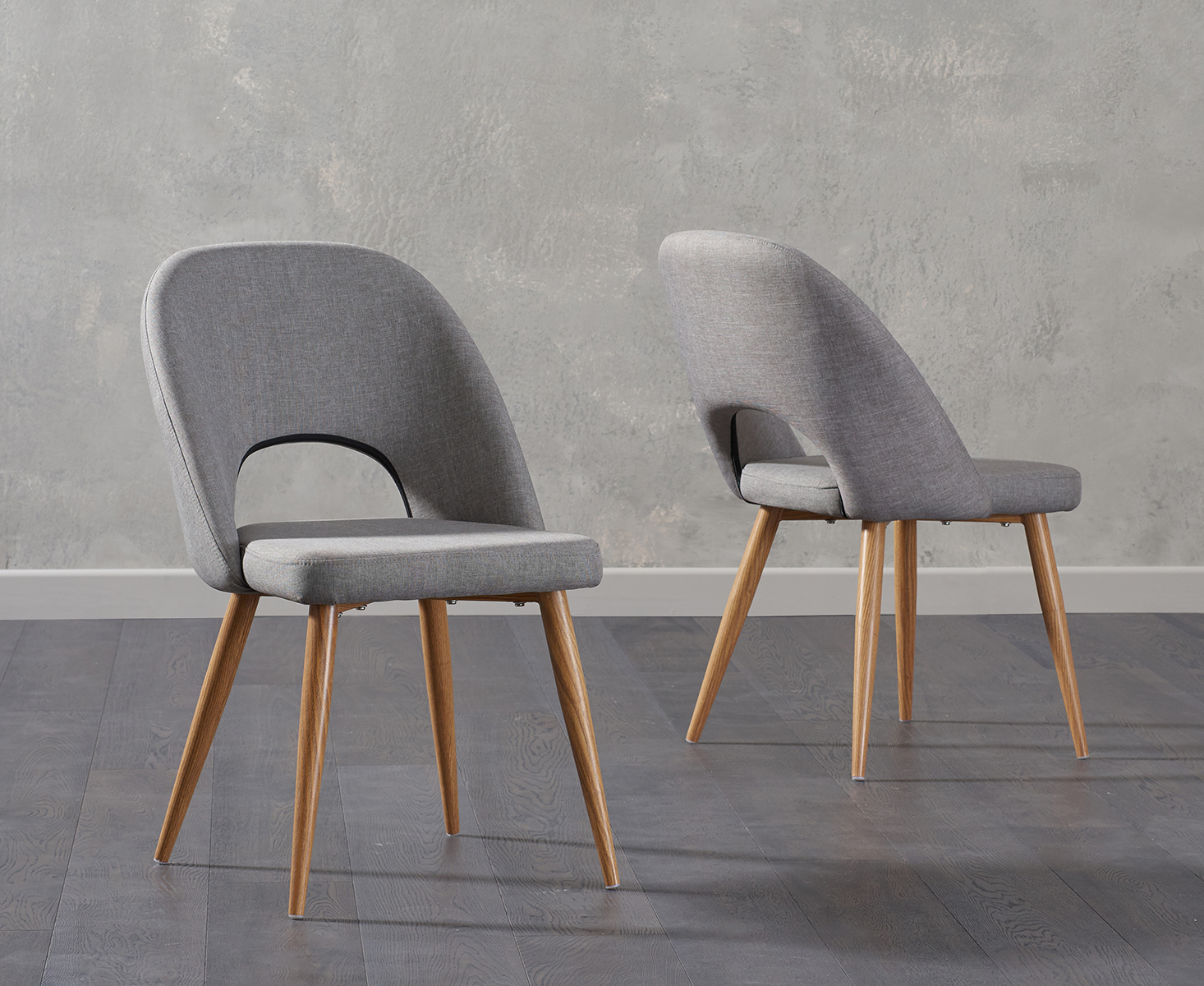 Product photograph of Hudson Grey Fabric Dining Chairs from Oak Furniture Superstore