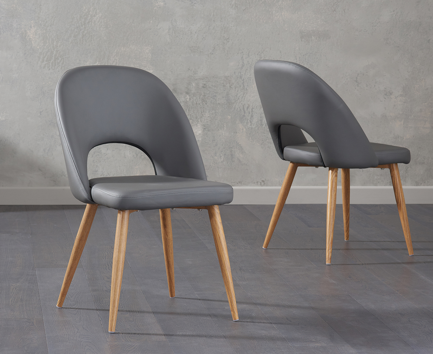 Product photograph of Hudson Grey Faux Leather Dining Chairs from Oak Furniture Superstore
