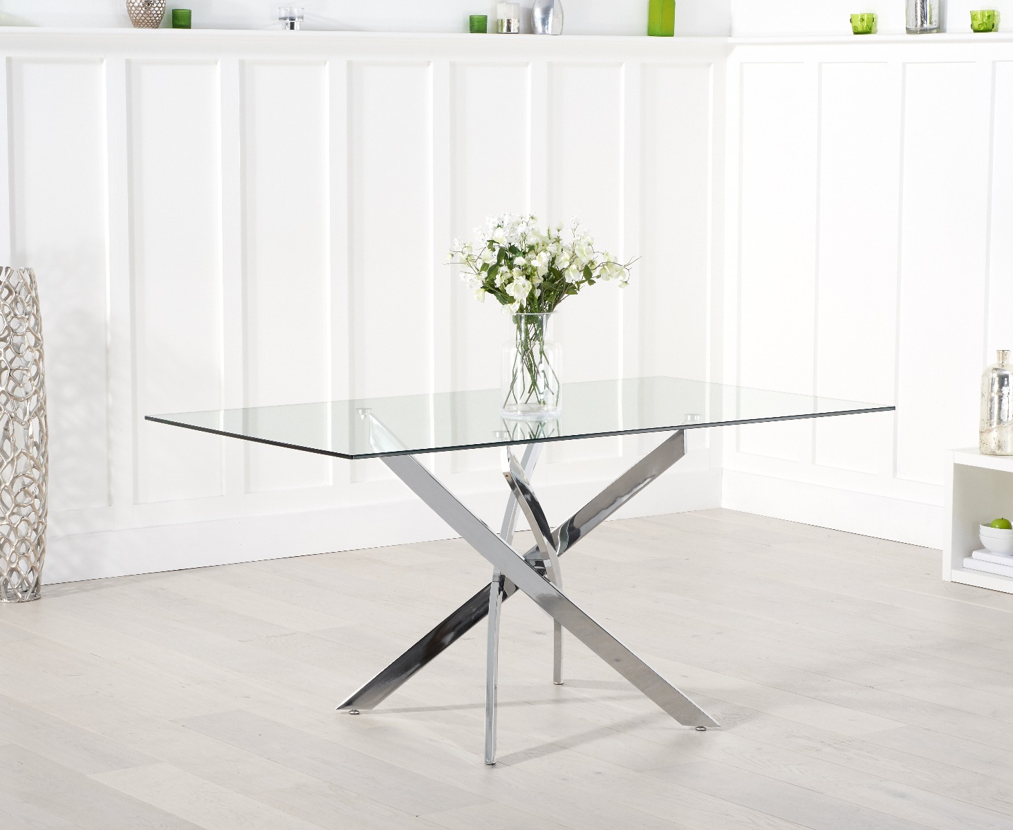 Photo 5 of Denver 160cm glass dining table with 8 white vigo chairs