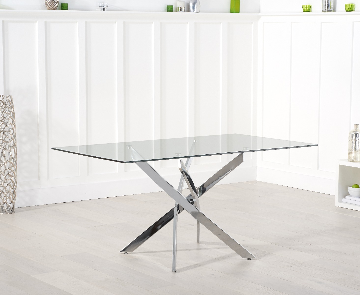 Photo 5 of Denver 160cm glass dining table with 4 grey gianni chairs