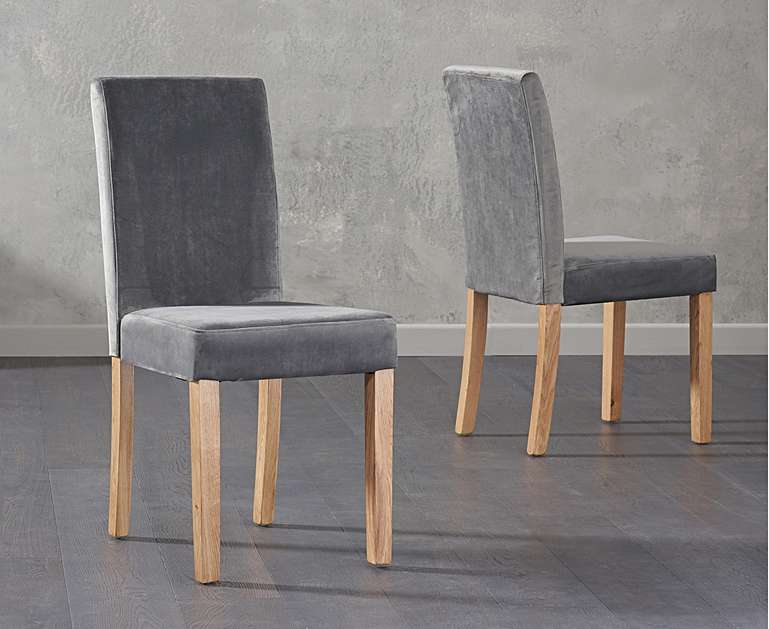Product photograph of Lila Grey Velvet Dining Chairs from Oak Furniture Superstore