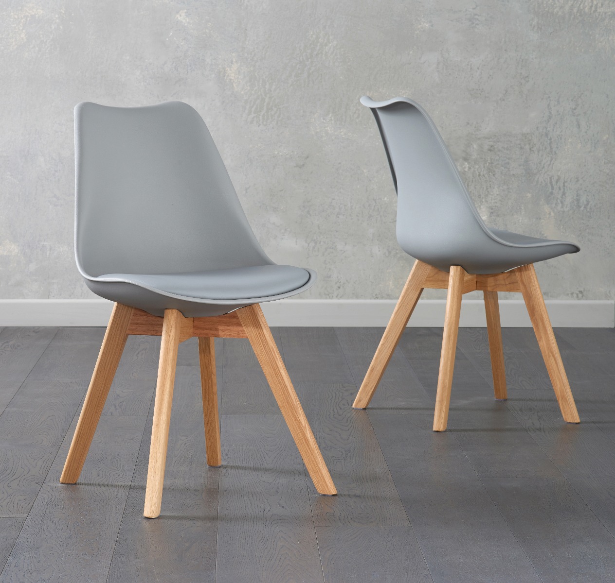 Product photograph of Orson Light Grey Faux Leather Dining Chairs from Oak Furniture Superstore