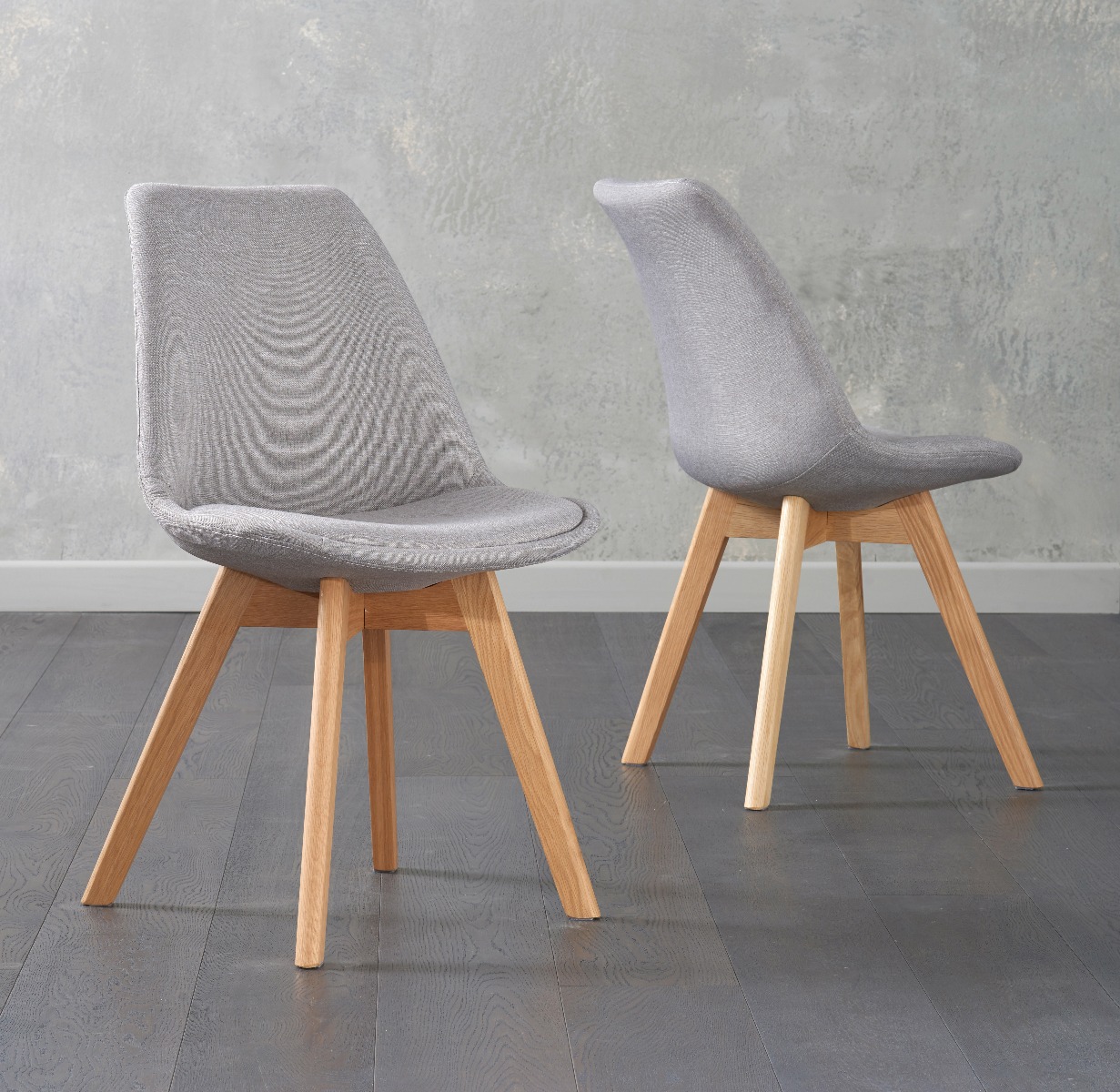 Product photograph of Orson Light Grey Fabric Dining Chairs from Oak Furniture Superstore