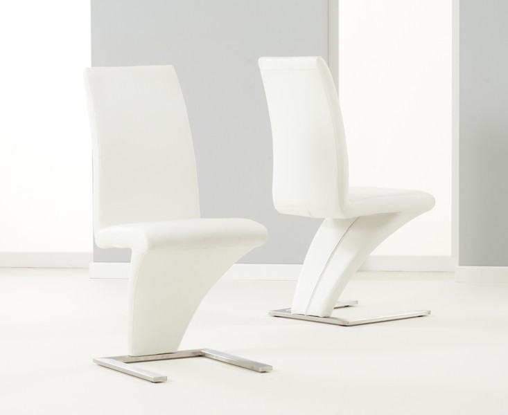 Photo 2 of Metropolis 160cm extending white marble dining table with 10 white aldo faux leather chairs