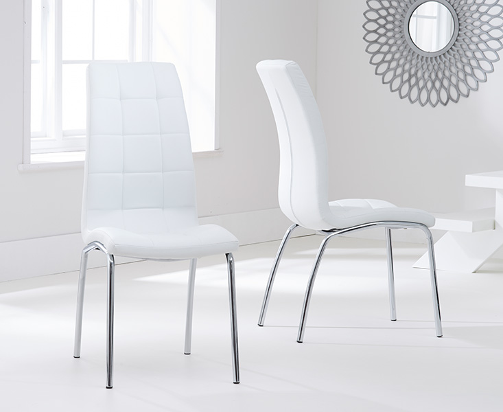 Product photograph of Calgary Ivory White Faux Leather Dining Chairs from Oak Furniture Superstore