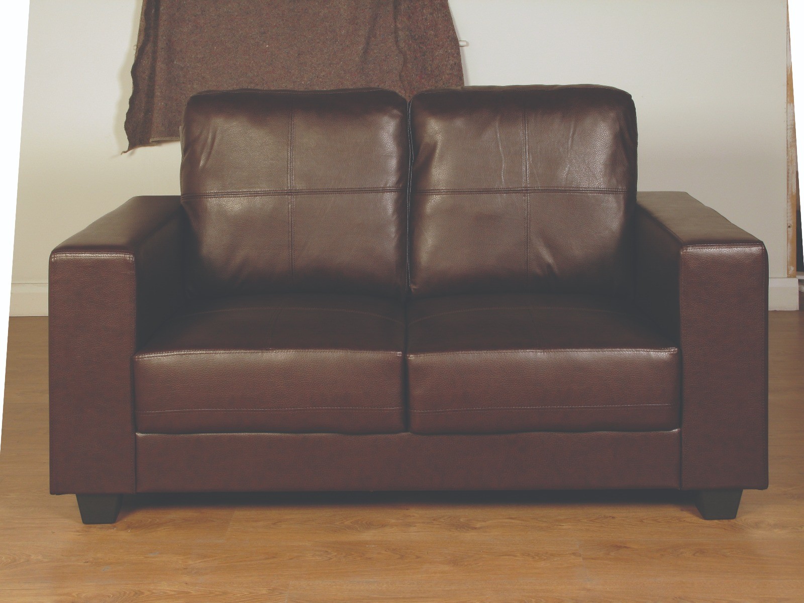 Queensway Brown Faux Leather 2 Seater Sofa, Brown Faux Leather Couch