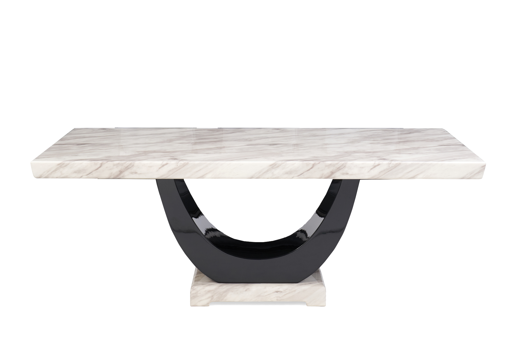 Photo 3 of Raphael 200cm cream and black pedestal marble dining table