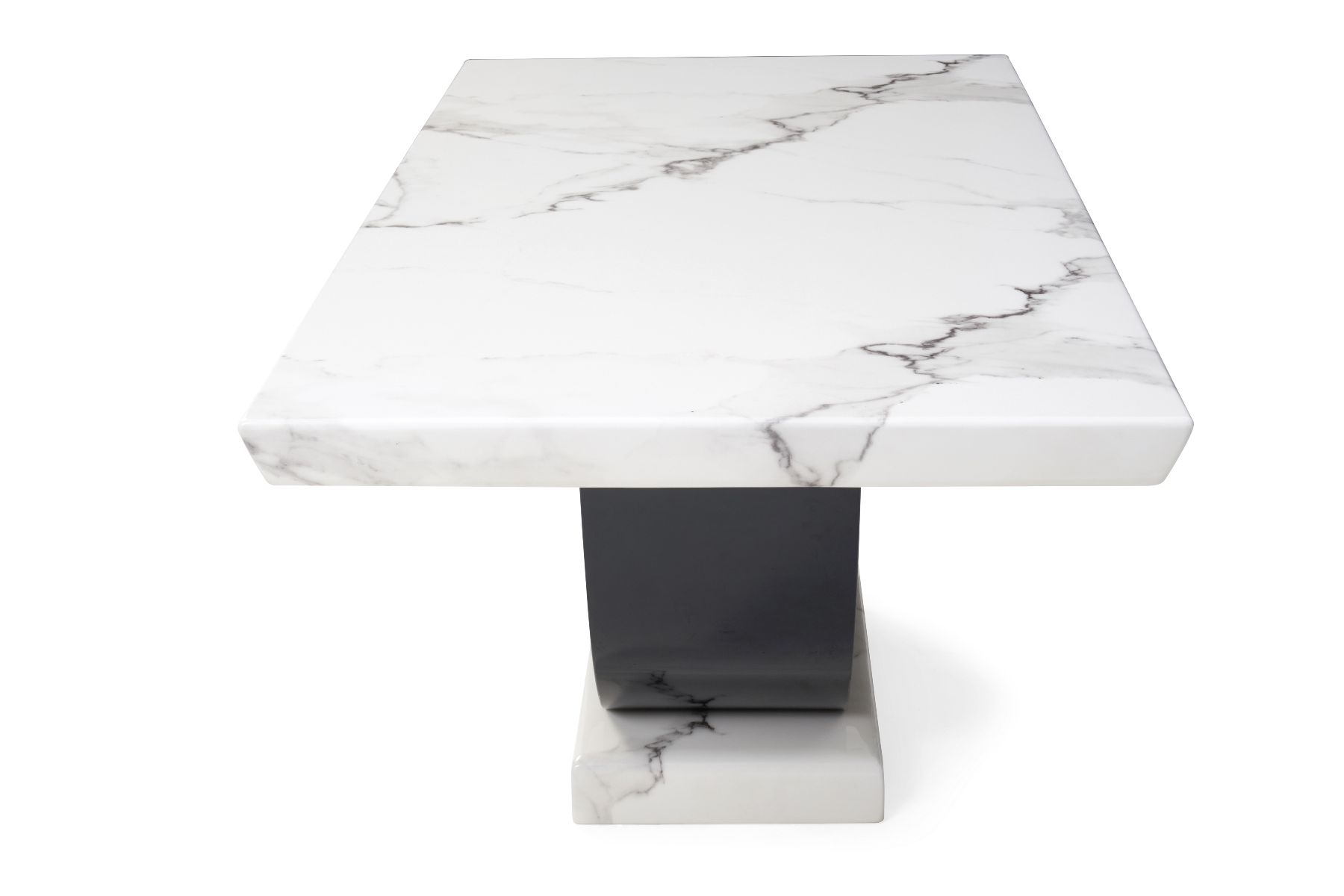 Photo 4 of Novara 170cm white and black pedestal marble dining table