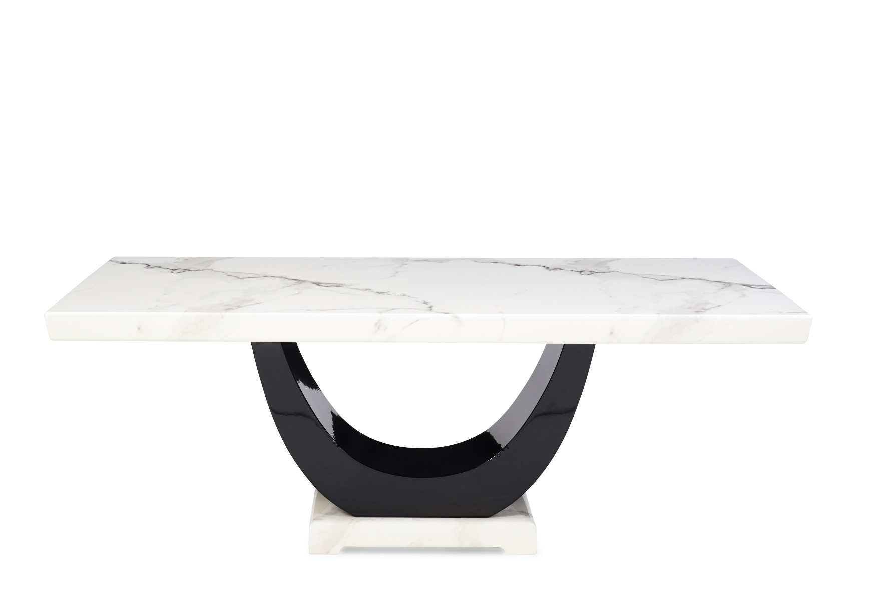 Photo 3 of Raphael 200cm white and black pedestal marble dining table