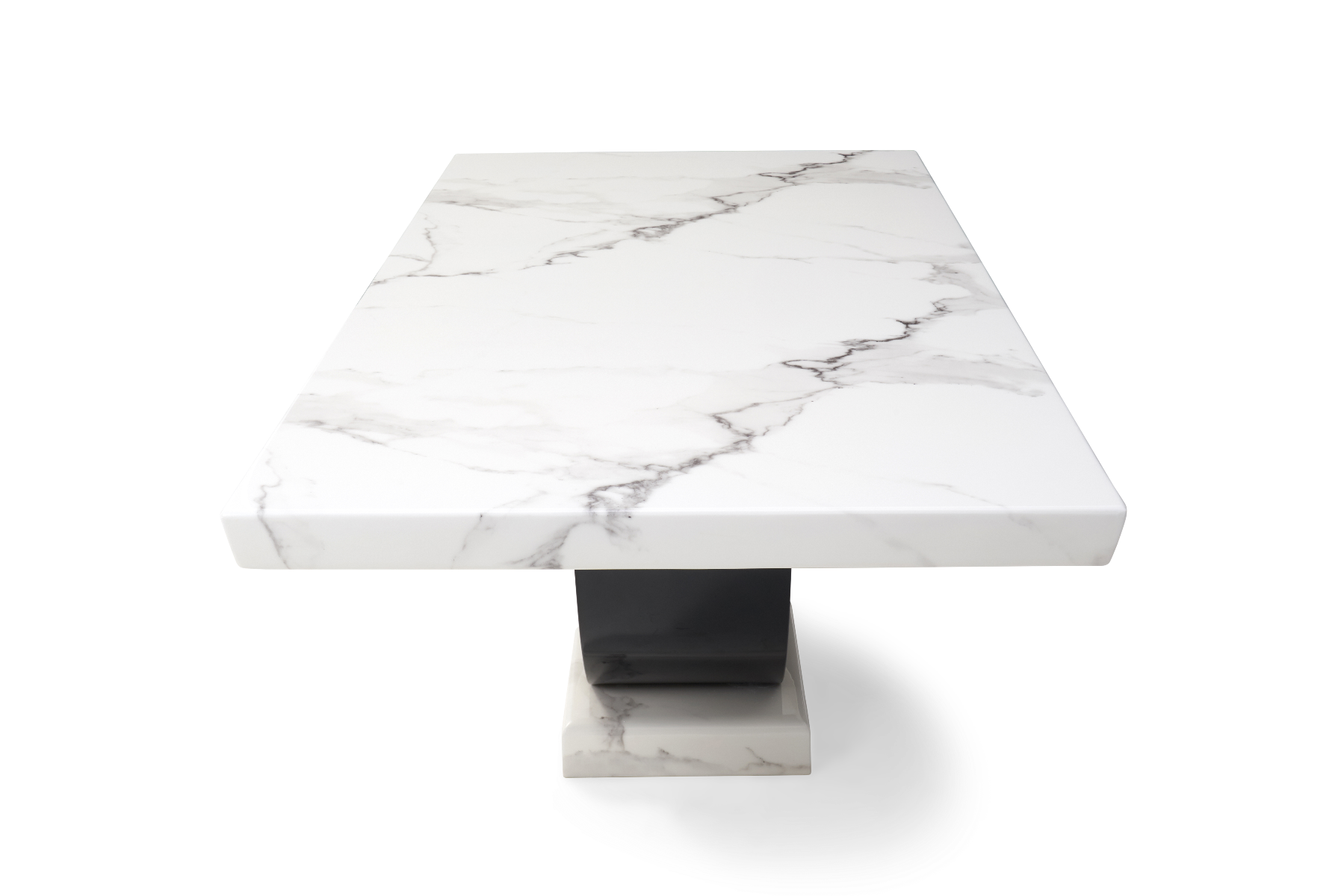 Photo 4 of Raphael 200cm white and black pedestal marble dining table
