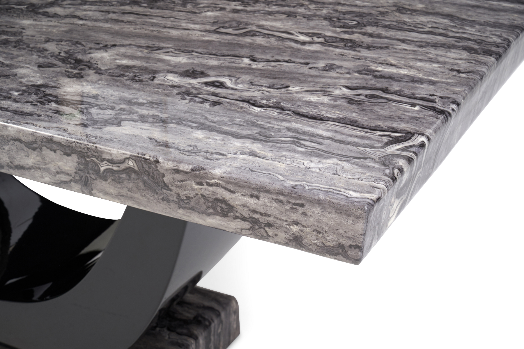 Photo 5 of Raphael 200cm dark grey pedestal marble dining table