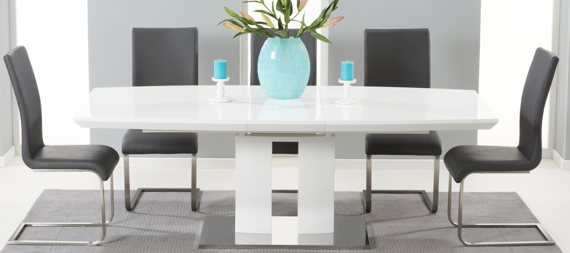 Photo 2 of Richmond 180cm white high gloss extending dining table