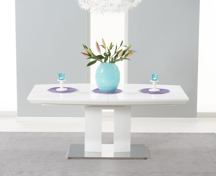 Photo 3 of Richmond 180cm white high gloss extending dining table with 8 grey austin chairs