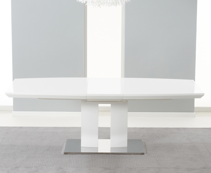 Photo 4 of Richmond 180cm white high gloss extending dining table with 4 grey austin chairs