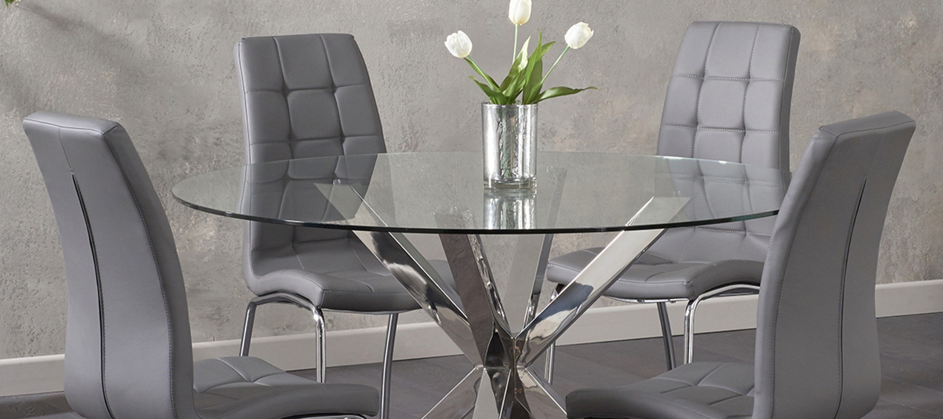 Photo 3 of Rodin 135cm round glass dining table