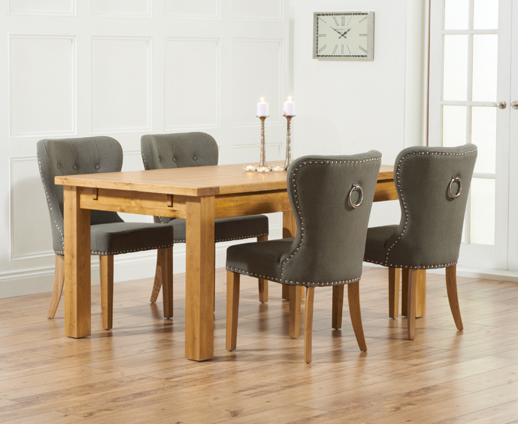 Product photograph of Thetford 180cm Oak Dining Table With 10 Grey Keswick Chairs from Oak Furniture Superstore
