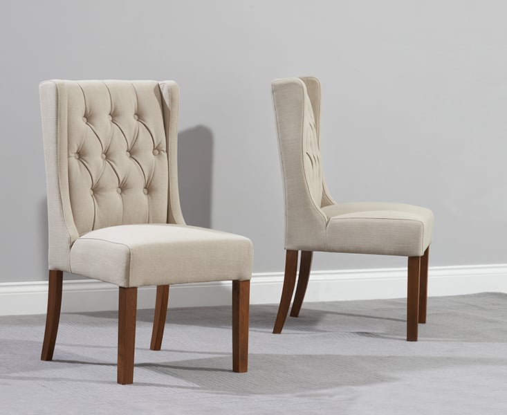 Safia Cream Fabric Dark Oak Leg Dining Chairs