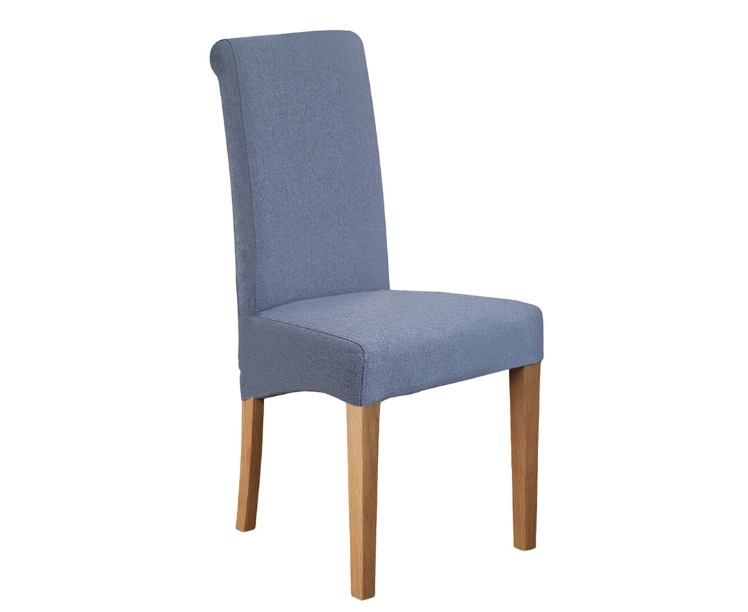 Photo 3 of Scroll back blue fabric dining chairs