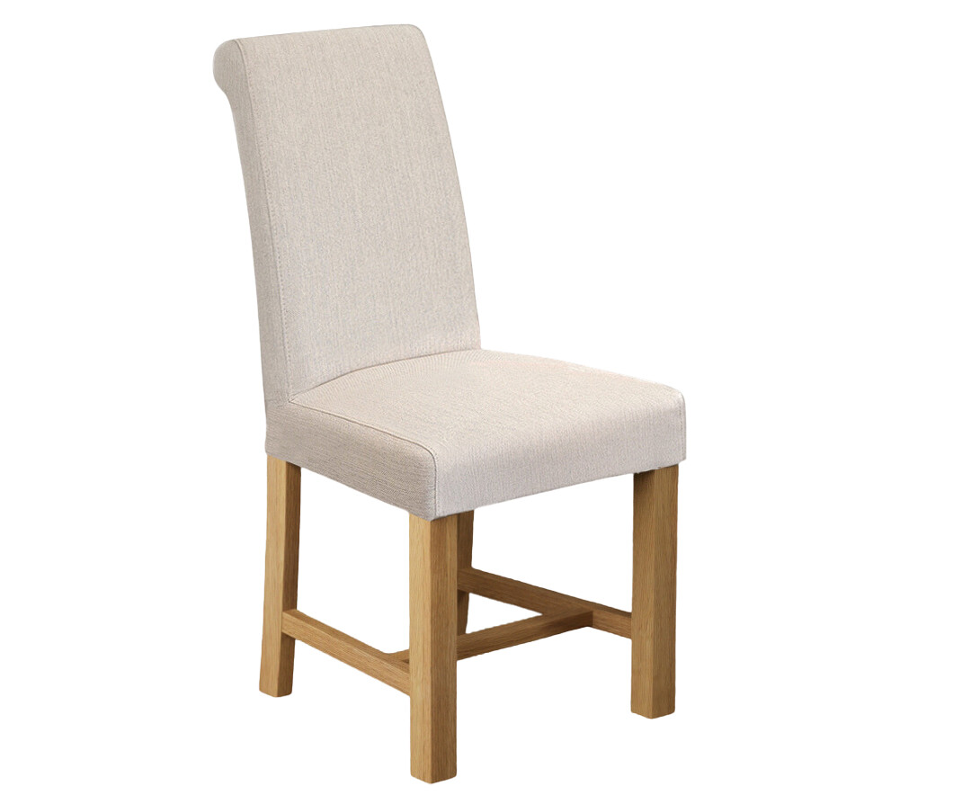 Photo 3 of Braced leg natural fabric dining chairs