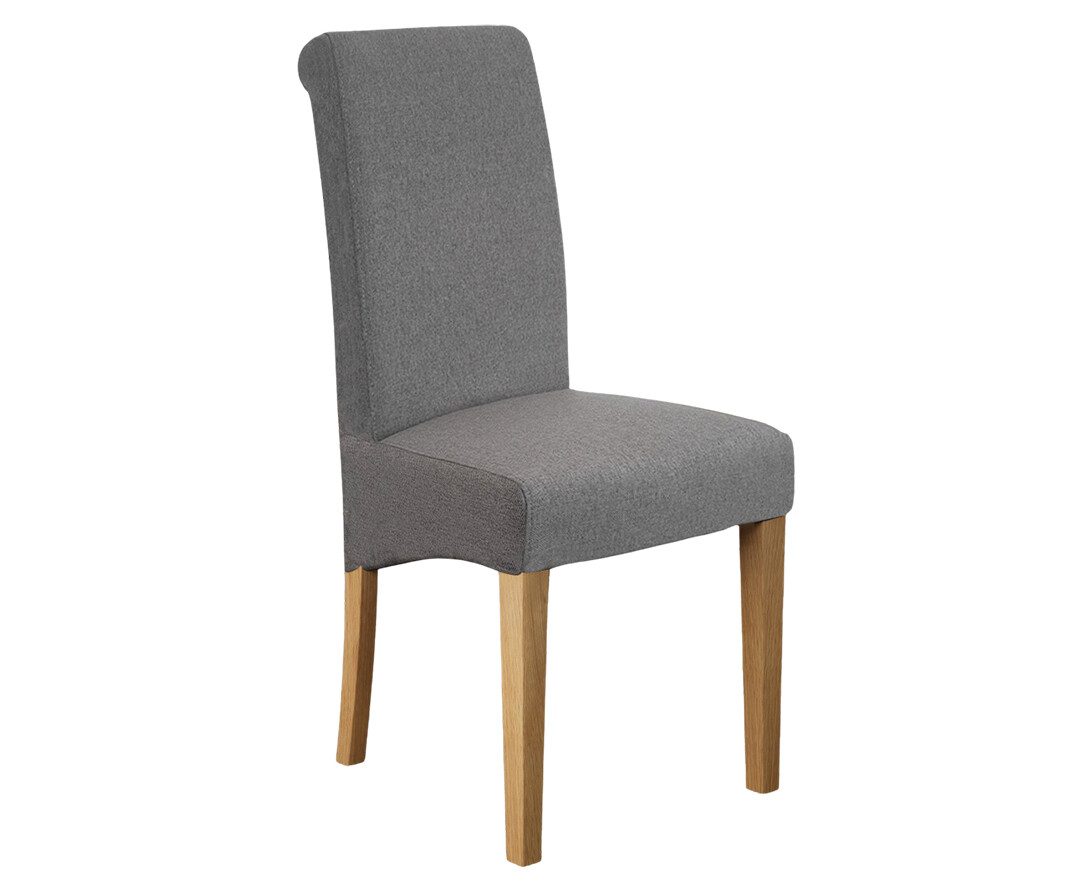 Photo 3 of Scroll back charcoal grey fabric dining chairs