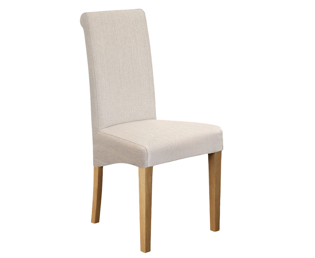 Photo 3 of Scroll back natural fabric dining chairs