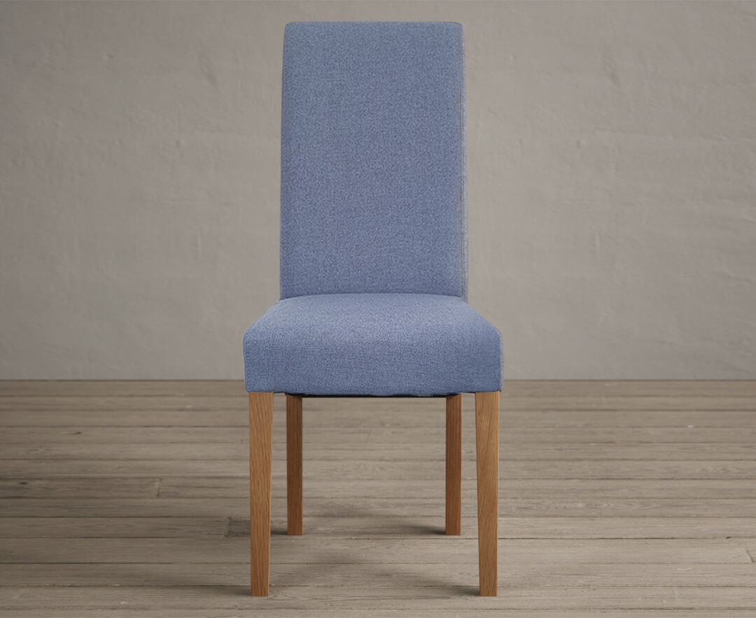 Product photograph of Scroll Back Blue Fabric Dining Chairs from Oak Furniture Superstore