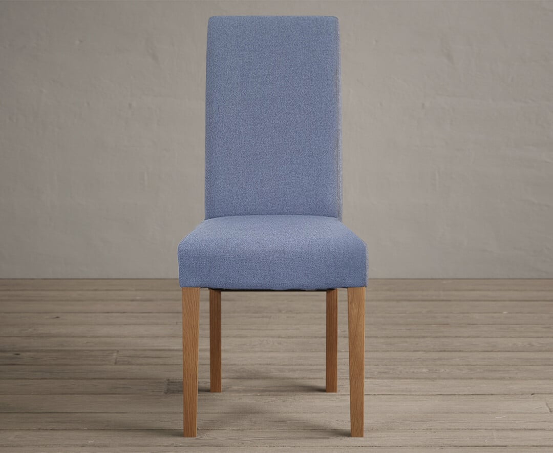 Scroll Back Blue Fabric Dining Chairs