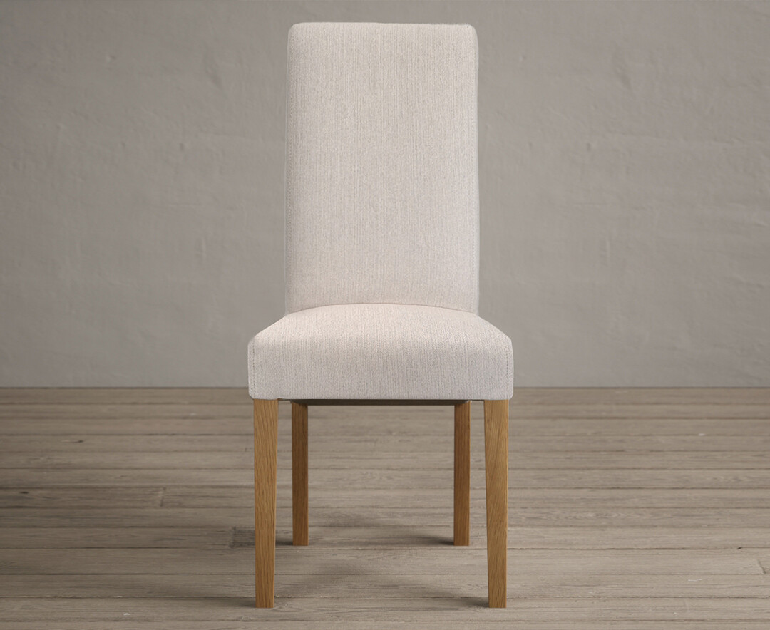Product photograph of Scroll Back Natural Fabric Dining Chairs from Oak Furniture Superstore