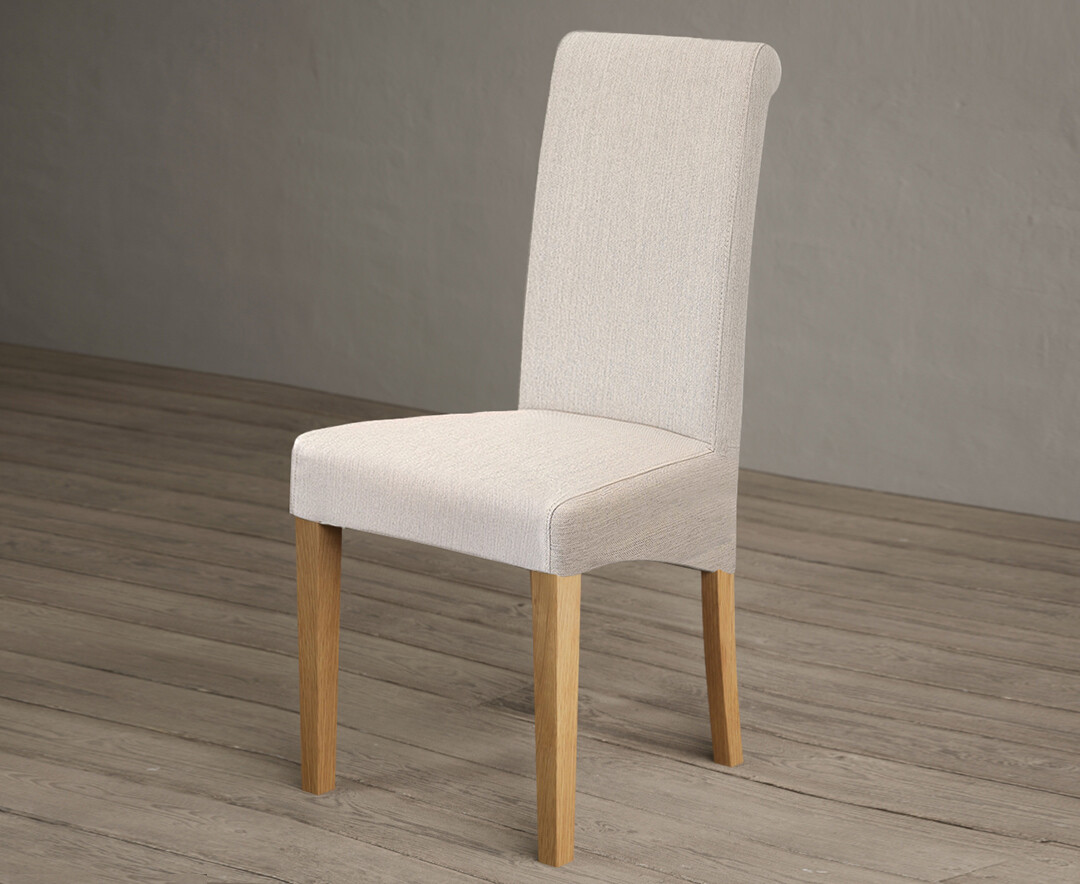 Photo 1 of Scroll back natural fabric dining chairs