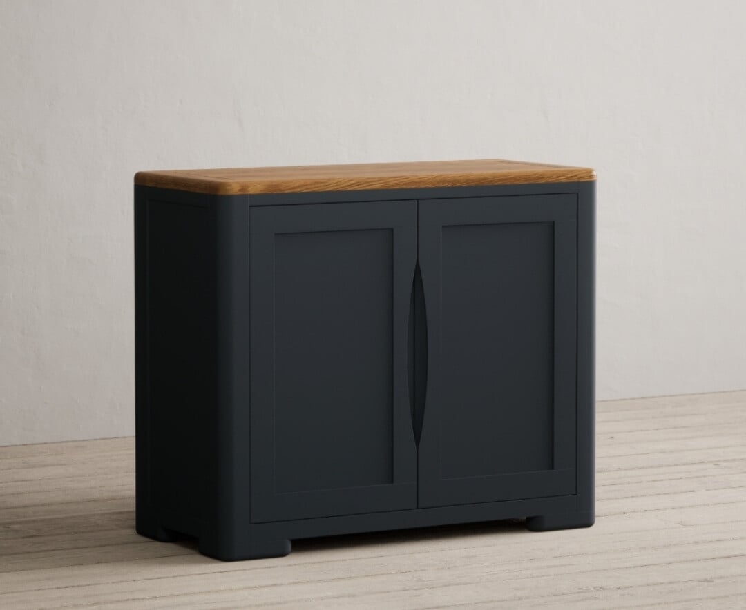 Pembridge Oak And Dark Blue Painted Small Sideboard