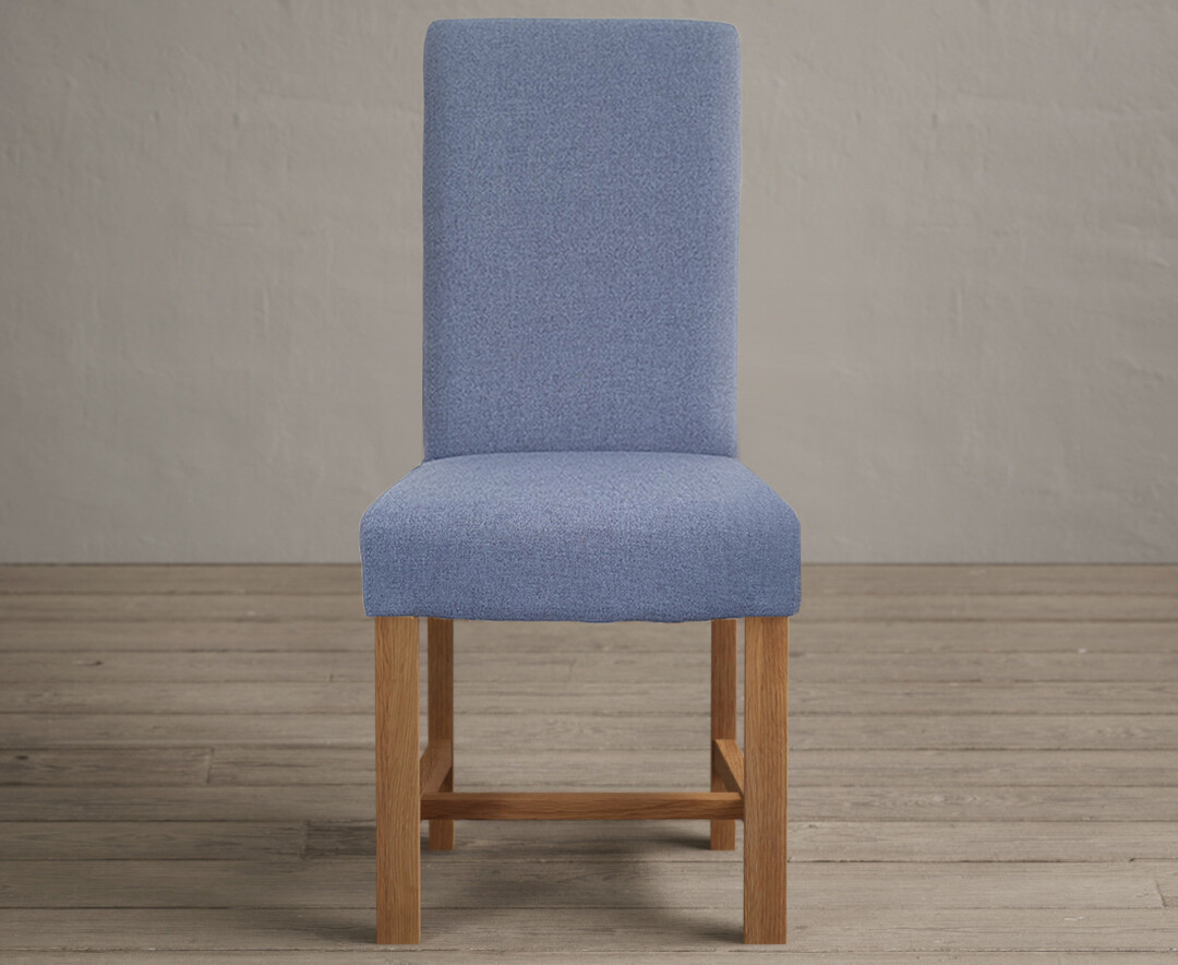 Product photograph of Scroll Back Braced Blue Fabric Dining Chairs from Oak Furniture Superstore