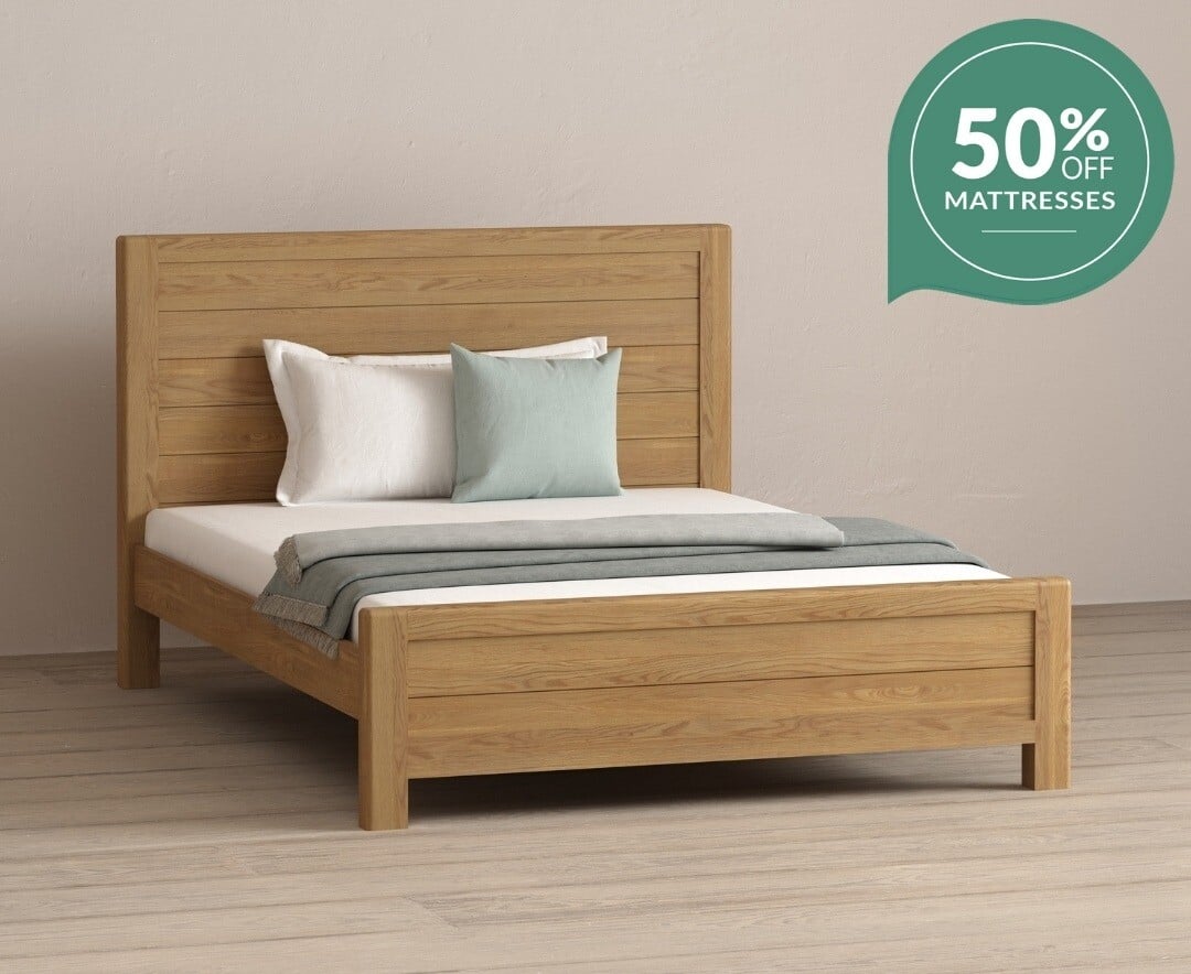 Somerton Curved Solid Oak King Size Bed