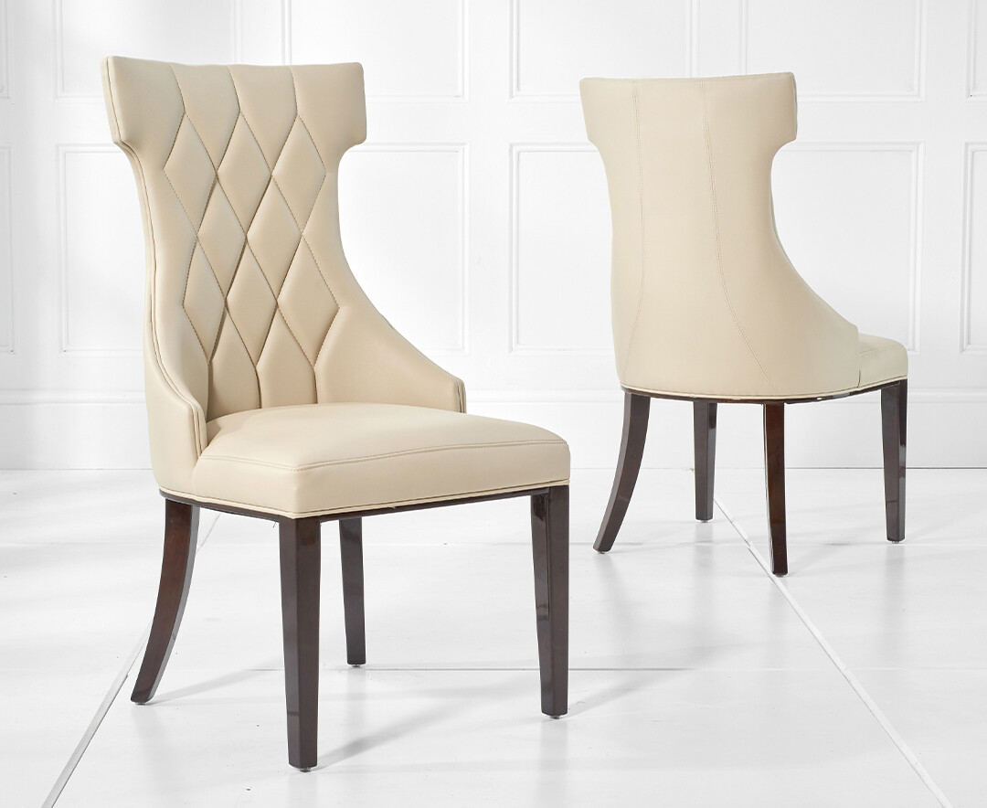 Product photograph of Sophia Cream Faux Leather Dining Chairs from Oak Furniture Superstore
