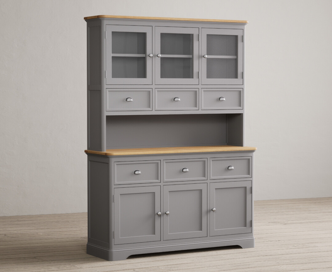 Product photograph of Bridstow Oak And Light Grey Painted Large Dresser from Oak Furniture Superstore