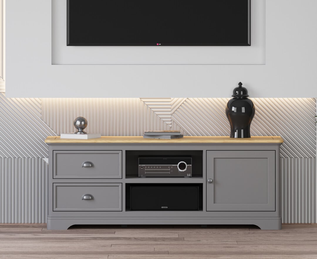 Felton Oak and Light Grey Painted Super Wide TV Cabinet