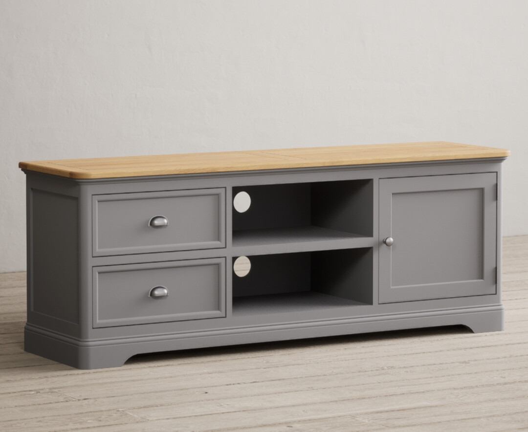 Photo 1 of Bridstow oak and light grey painted super wide tv cabinet