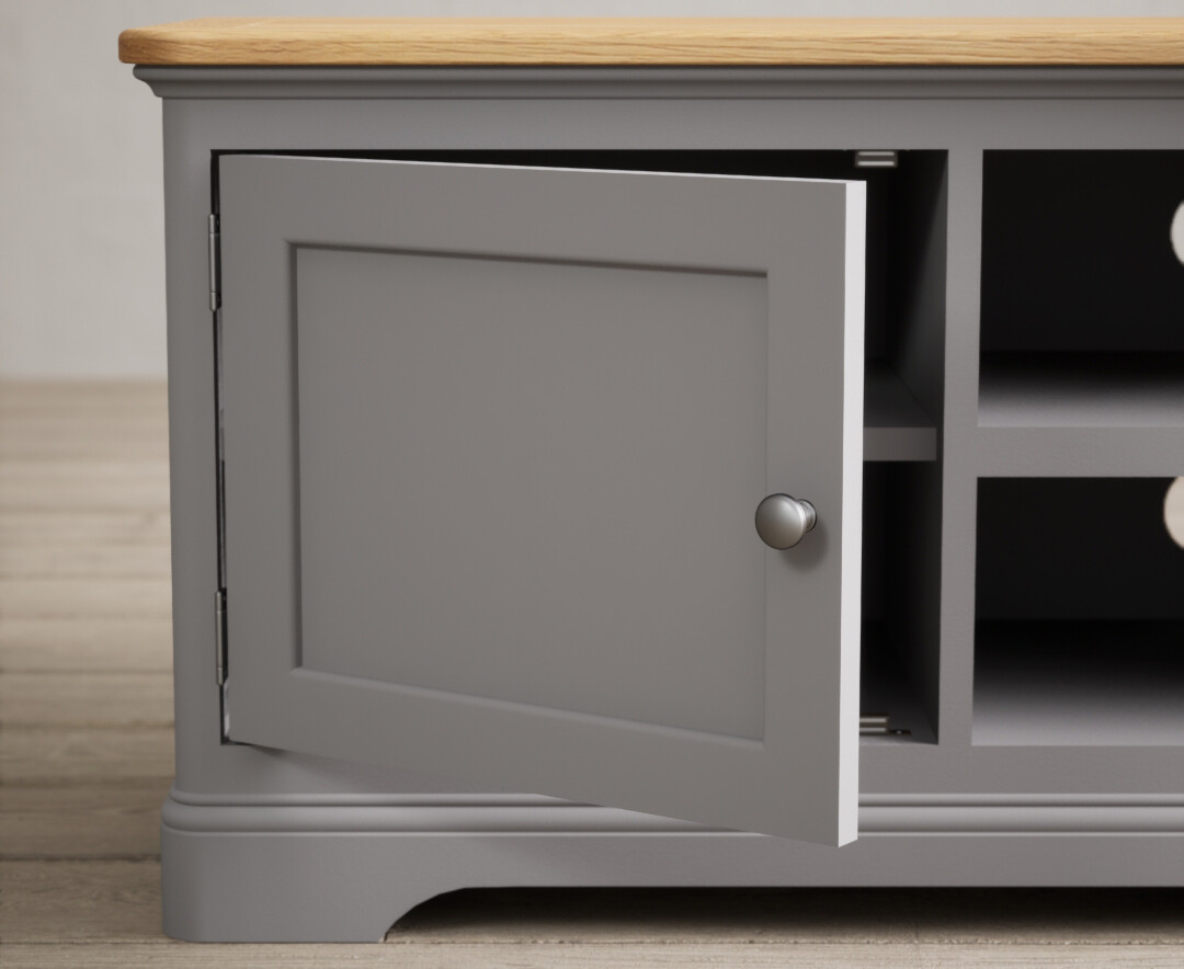 Photo 2 of Bridstow oak and light grey painted small tv cabinet