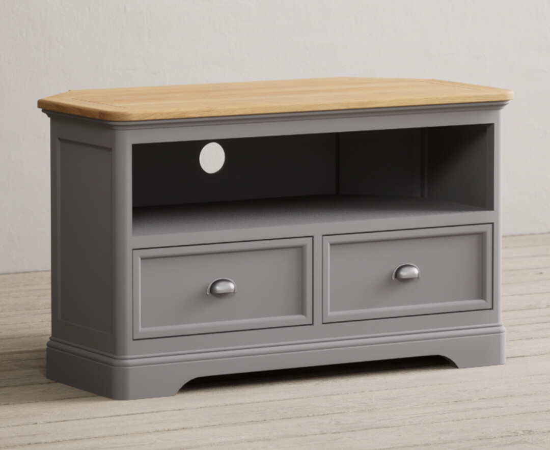 Photo 1 of Bridstow oak and light grey painted corner tv cabinet