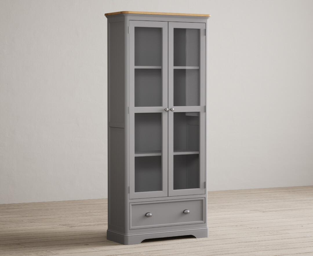 Photo 1 of Bridstow oak and light grey painted glazed display cabinet