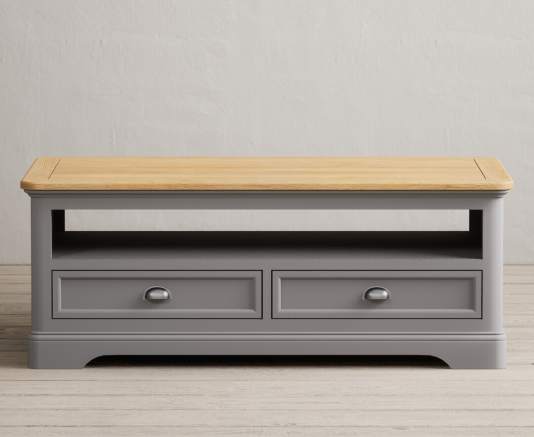 Product photograph of Bridstow Oak And Light Grey Painted 4 Drawer Coffee Table from Oak Furniture Superstore